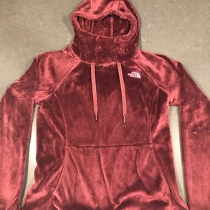 North Face Fleece Burgundy Hooded Pullover